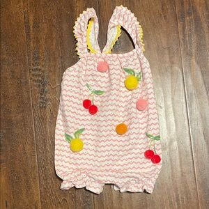 Mud Pie Pink and Yellow Fruit Baby Romper